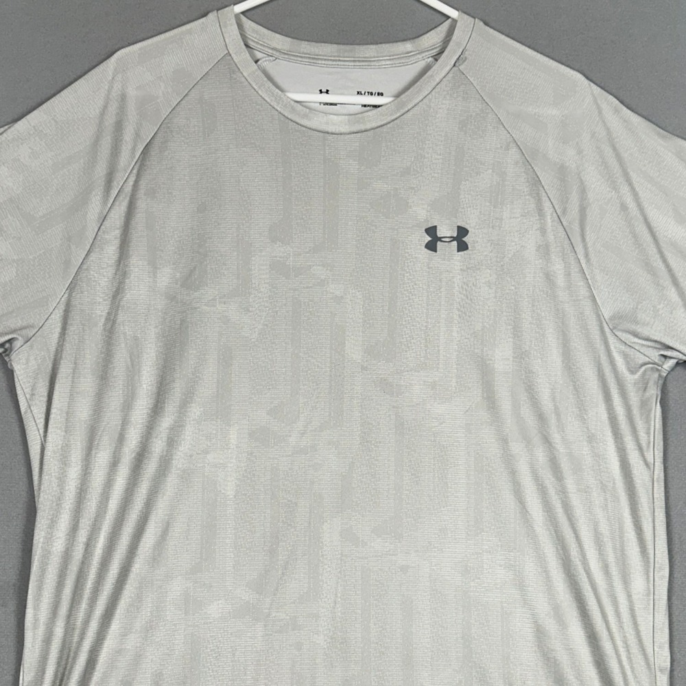 Under Armour T-Shirt Mens XL HeatGear Loose Fit Grey Graphic Print Athletic Tee